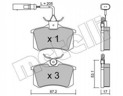 Комплект тормозных колодок, дисковый тормоз Metelli 22-0100-3