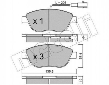 Колодки тормозные 870001 331.0 Metelli 22-0322-0