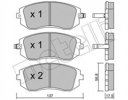 Комплект тормозных колодок, дисковый тормоз Metelli 22-0500-0 (фото 1)