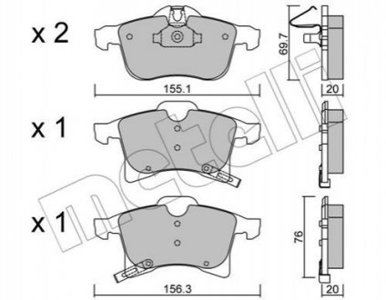 Комплект тормозных колодок, дисковый тормоз Metelli 22-0539-0