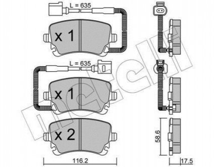 Комплект тормозных колодок дисковый тормоз Metelli 22-0554-1