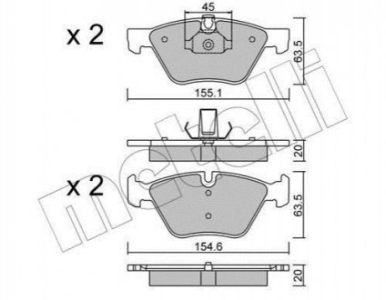 Колодки тормозные дисковые передние комплект Metelli 22-0557-3