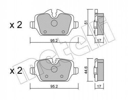 Комплект тормозных колодок, дисковый тормоз Metelli 22-0641-0