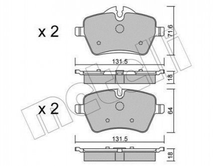 Комплект гальмівних колодок (дискових) Metelli 22-0768-0