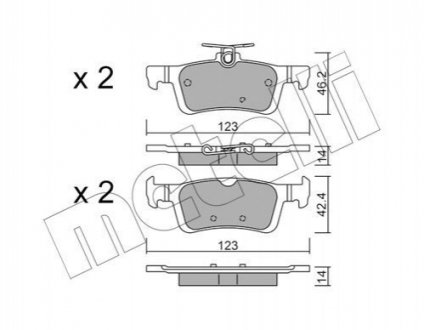 Комплект гальмівних колодок (дискових) Metelli 22-0986-1