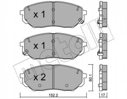 Колодки тормозные (передние) Hyundai Santa Fe IV/Kia Sorento 2.0-3.3 15- (Mando) Metelli 22-1096-0