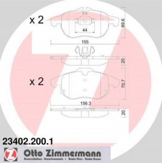 КОЛОДКИ ТОРМ. П OPEL VECTRA C 01- ZIMMERMANN 23402.200.1 (фото 1)