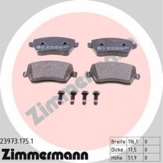 Колодки тормозные дисковые передние комплект ZIMMERMANN 23973.175.1