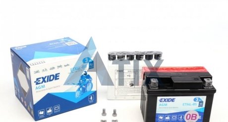 Стартерна батарея (акумулятор) EXIDE ETX4L-BS (фото 1)