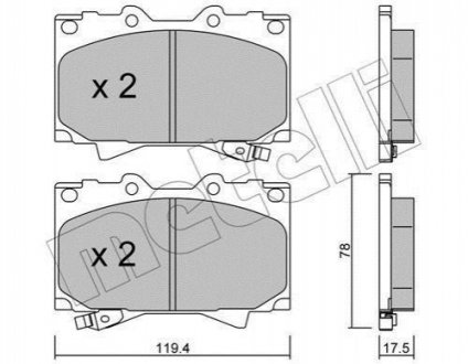 Комплект тормозных колодок дисковый тормоз Metelli 22-0452-0 (фото 1)