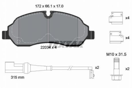 Комплект гальмівних колодок TEXTAR 2203401