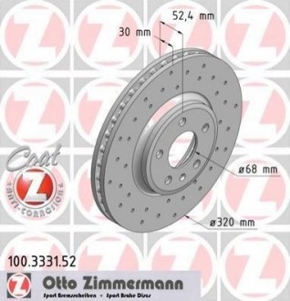 Тормозной диск ZIMMERMANN 100.3331.52 (фото 1)