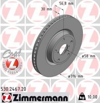 Передний Subaru Legacy 15- (316x30) ZIMMERMANN 530.2467.20