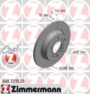 Диск тормозной, Coat Z ZIMMERMANN 600.3210.20 (фото 1)