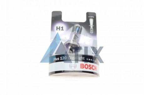 Лампа розжарювання H1 12V 55W GigaLight +120 (blister 1шт) ((вир-во) BOSCH 1 987 301 108