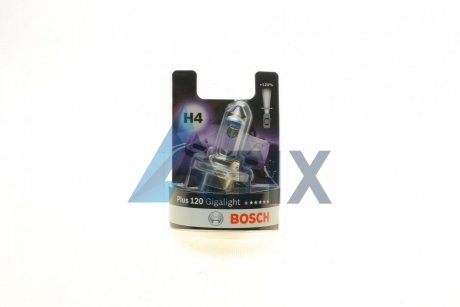 Лампа розжарювання H4 12V 60/55W P43t GigaLight +120 (blister 1шт) (вир-во) BOSCH 1 987 301 109