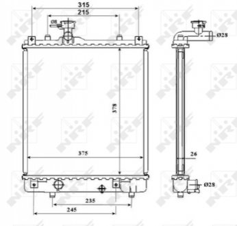 Радиатор охлаждения opel agila 00-, subaru justy ii 95-03, justy iii 03-, suzuki ignis ii 03-, wagon NRF 53824