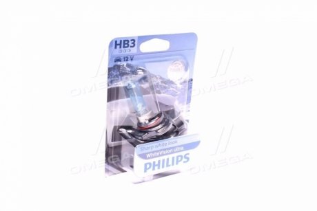 Лампа накаливания HB3 WhiteVision ultra 12V 60W P20d (+60) (3800K) 1шт. blister PHILIPS 9005WVUB1