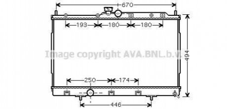 Радиатор охлаждения MITSUBISHI OUTLANDER (CU2, 5W) (03-) (аналог MTА2183) (AVA) AVA COOLING MT2183