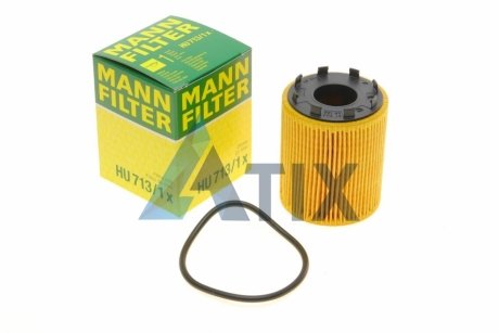 Фільтр масляний двигуна FIAT DOBLO 04-, OPEL ASTRA H 05- 1.3 CDTI (вир-во) MANN HU713/1X (фото 1)