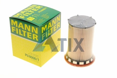Фільтр паливний VW PASSAT 1.6-2.0 TDI 10-, AUDI Q3 2.0 TDI 11- (вир-во) MANN PU8008/1 (фото 1)