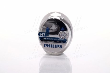 Лампа розжарювання H7 12V 55W PX26d Diamond Vision 5000K PHILIPS 12972DVS2