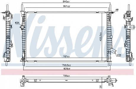 Радіатор охолодження FORD TRANSIT (TTG) (13-) 2.0 TDCi (вир-во) NISSENS 606537