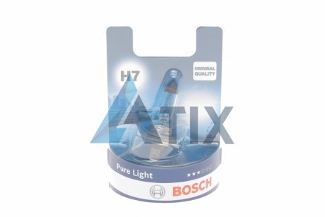 Лампа розжарювання 12V 55W H7 PURE LIGHT (blister 1 шт) (вир-во) BOSCH 1 987 301 012