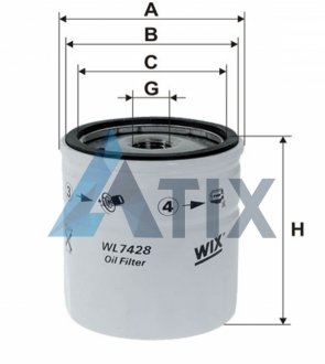 Фильтр масляный (w/o anti-drain) WIX FILTERS WL7428 (фото 1)