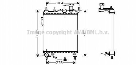 Радіатор охолодження HYUNDAI GETZ (TB) (02-) 1.1-1.6i MT (вир-во) AVA COOLING HYA2099 (фото 1)