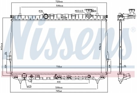 Радіатор охолодження HYUNDAI SANTA FE (SM) (00-) (вир-во) NISSENS 67030 (фото 1)