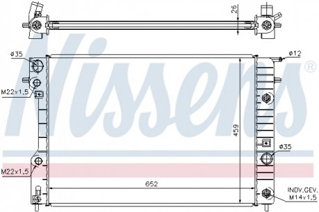 Радіатор охолодження OPEL OMEGA B (94-) 2.0-3.0 (вир-во) NISSENS 63072A