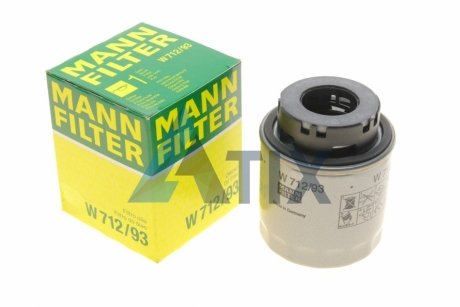 Фільтр масляний двигуна (вир-во) MANN W712/93 (фото 1)