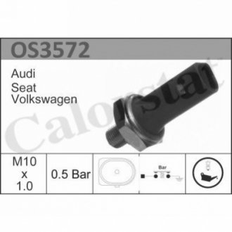 Датчик давления масла (1,2-1,6bar. 1 конт. чёрный) VW T4. Golf IV. Audi A4. A6 1.6-5.0 95-10 Vernet OS3572