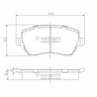 Колодки передние Renault/Dacia Clio, Kangoo, Duster, Logan, Sandero, Modus, Dokker, Lodgy. Nissan Mi NIPPARTS J3601085 (фото 1)