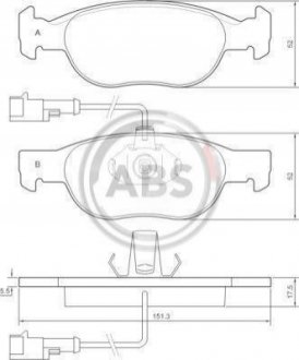 Колодки тормозные передние с датчиком, тип ATE, VW Golf Jetta Passat. Audi A4 A6. Skoda SuperB. Seat A.B.S. 36892 (фото 1)