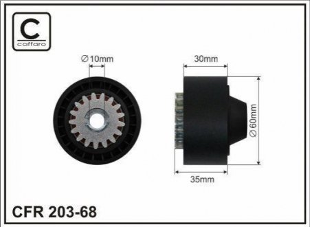 Ролик пром?жний пол?клинового ремня Renault Clio/III/IV/Modus/Twingo II/Wind 1.2/1.2ALK/1.2LPG 12.04 CAFFARO 203-68