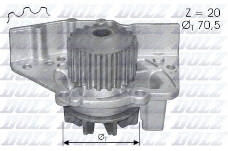 Водяний насос CITROEN BERLINGO (MF, M_) DISPATCH JUMPER (230P) JUMPY (U6U) SYNERGIE (22, U6) XANTIA DOLZ C119