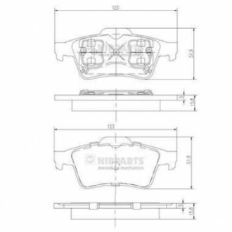 КОЛОДКИ ТОРМ. Renault LAGUNA II (X74) 1.6i / 1.8i / 1.9dCi / 2.0i / 2.2dCi / 3.0 V6 01.01- NIPPARTS J3611045