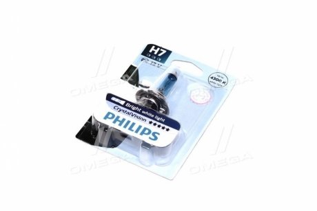 Лампа розжарювання H7 12V 55W PX26d Cristal Vision 1шт blister 4300K PHILIPS 12972CVB1 (фото 1)