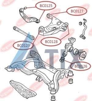 Сайлентблок заднего нижнего рычага передний внутренний Audi A4, A6 BCGUMA BC GUMA BC0129