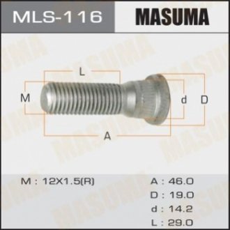 Шпилька Toyota, Daihatsu, Lexus, Mitsubishi, Honda 12Х1,5 L-45mm (уп 20шт) MASUMA MLS-116