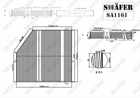 Салонний фільтр MB C (A/C/S/W205), E (A/C238, W/S213), GLC (C/X253), 1.5-4.0 (13-) SHAFER SA1161