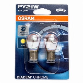 Лампа накаливания хром PY21W 12V 21W BAU15s Diadem Chrome (блистер 2 шт к-кт) OSRAM 7507DC-02B