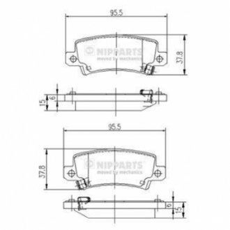 КОЛОДКИ ТОРМ. ЗАД. TOYOTA COROLLA 1.4i / 1.6i / 1.8i VVTi 01.04- NIPPARTS J3612025