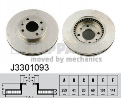 Тормозной диск передн.Renault Kangoo/Clio I/II//Logan/Megane 97- NIPPARTS J3301093 (фото 1)