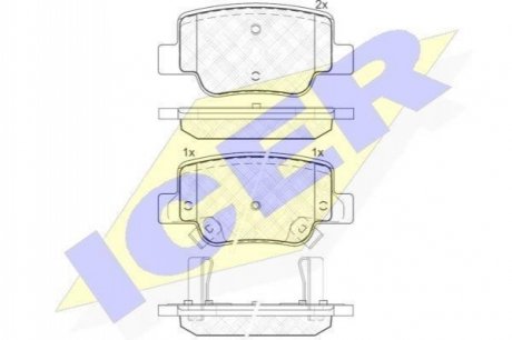 181945_колодки дисковые задние toyota verso 1.6i1.8i2.0d2.2d 09> ICER 181945 (фото 1)