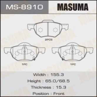 Колодка тормозная передняя Honda Accord (03-08) MASUMA MS8910