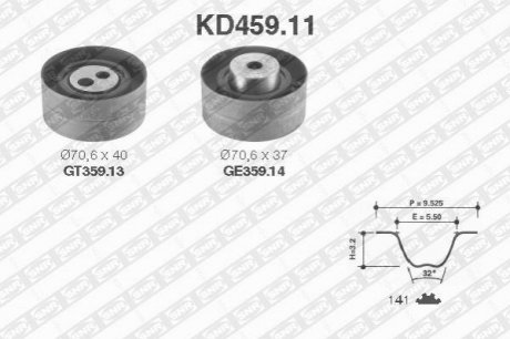 Ремонтний комплект для заміни паса газорозподільчого механізму SNR NTN KD459.11 (фото 1)