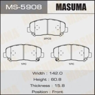 Колодка тормозная передняя Mazda CX-5 (11-) MASUMA MS-5908